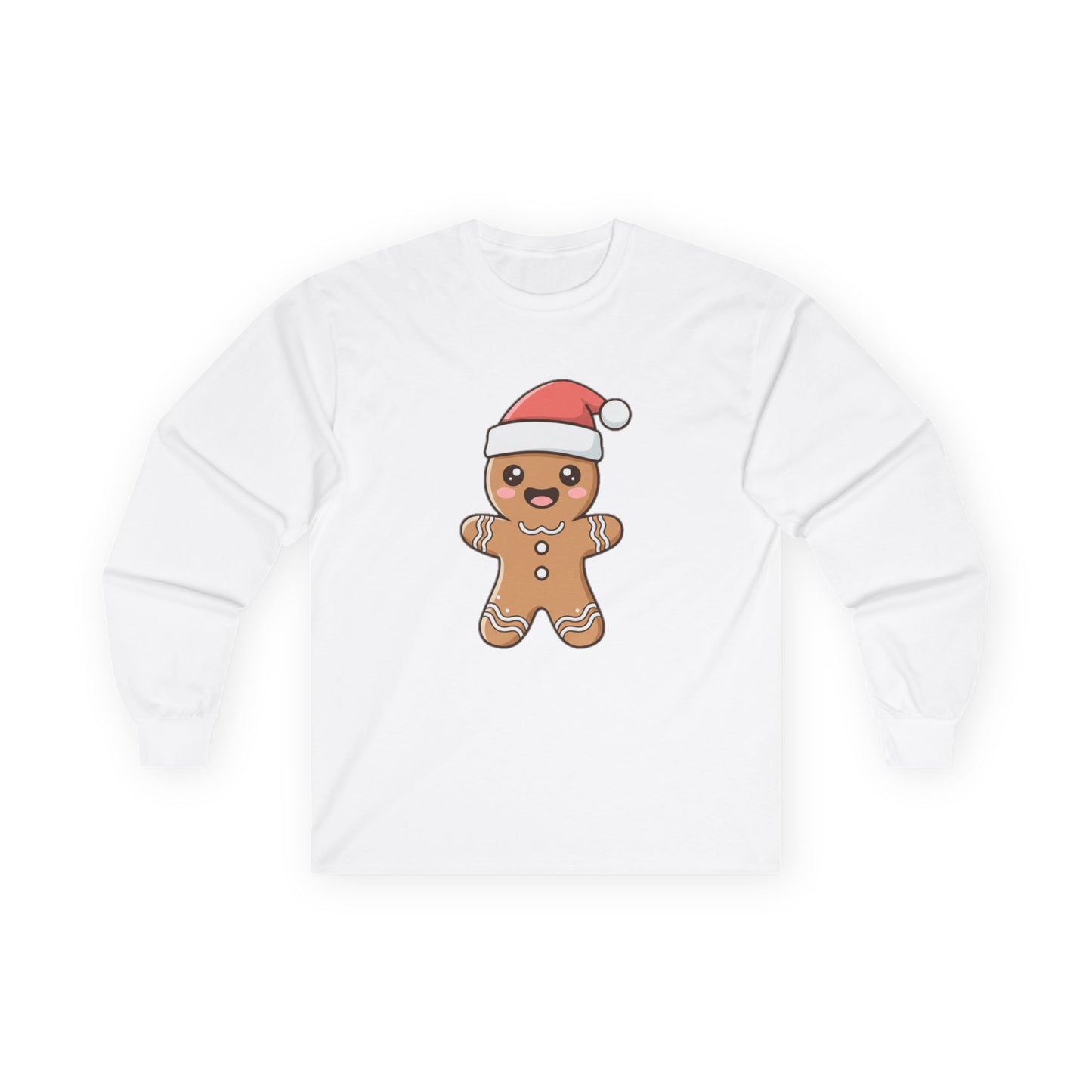 Gingerbread Santa Long Sleeve Tee — Cute Holiday Cookie Graphic